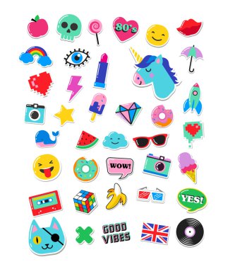 Pop art moda şık yamalar, iğne, rozetleri ve çıkartmalar