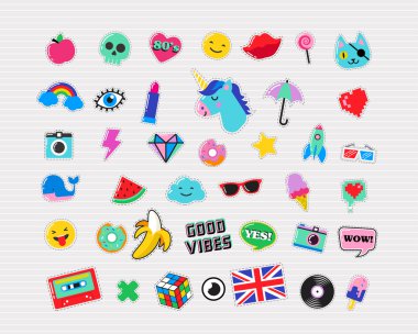 Pop art moda şık yamalar, iğne, rozetleri ve çıkartmalar