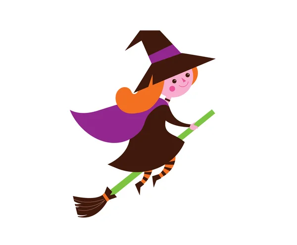 Halloween cute vector greeting cards, posters, banner with little cute witch — Stock Vector