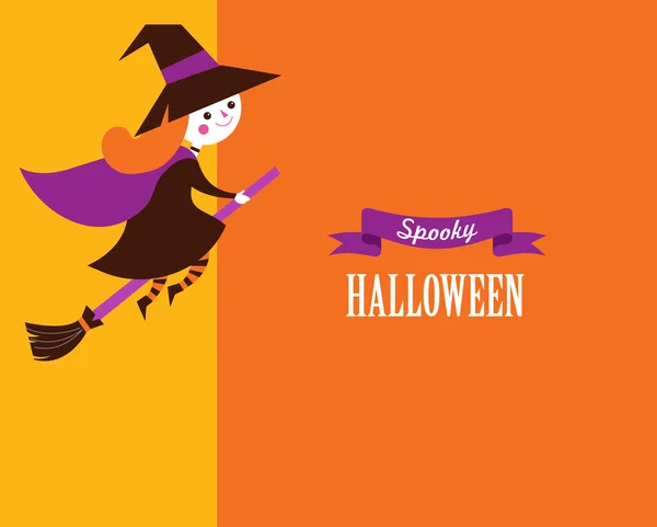 Biglietti di auguri di Halloween, poster, banner con strega e testo — Vettoriale Stock