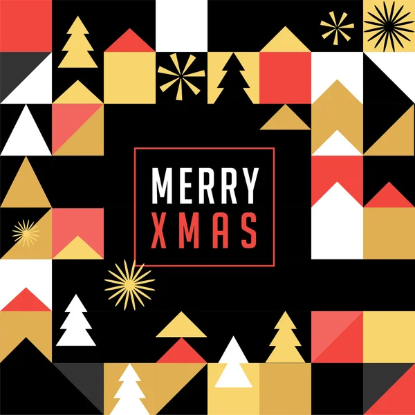 Feliz Natal, fundo abstrato geométrico, cartaz, tema e padrão de fundo estilo escandinavo —  Vetores de Stock