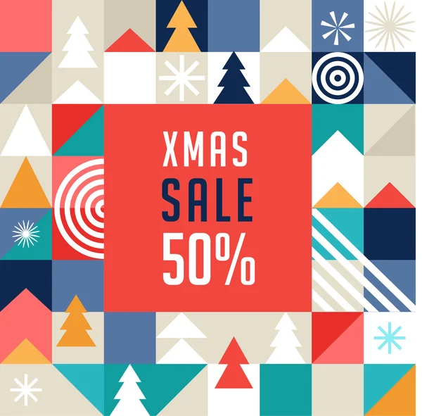 Merry Christmas, geometrische abstracte achtergrond, verkoop poster, thema en patroon van de achtergrond van de Scandinavische stijl — Stockvector