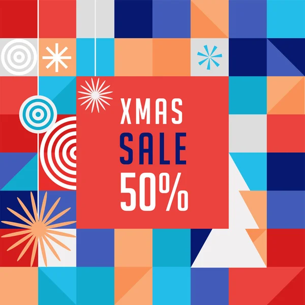 Merry Christmas, geometrische abstracte achtergrond, verkoop poster, thema en patroon van de achtergrond van de Scandinavische stijl — Stockvector