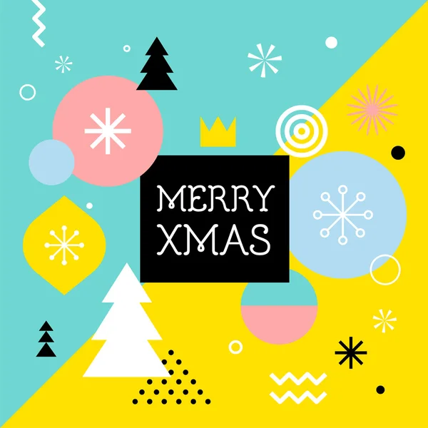 Счастливого Рождества, геометрического абстрактного фона, плаката, темы и скандинавского стиля фона — стоковый вектор