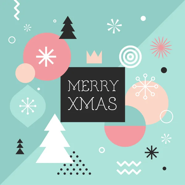Merry Christmas, geometrische abstracte achtergrond, poster, thema en patroon van de achtergrond van de Scandinavische stijl — Stockvector