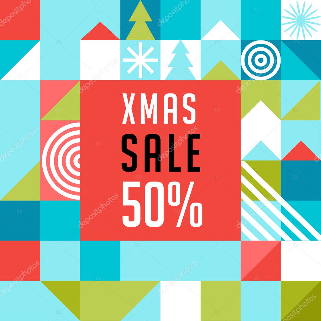 Merry Christmas, geometric abstract background, sale poster, theme and scandinavian style background pattern