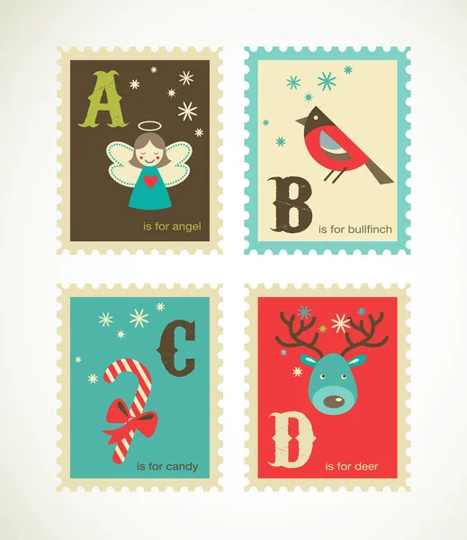 Joyeux Noël et bonne année Alphabet — Image vectorielle