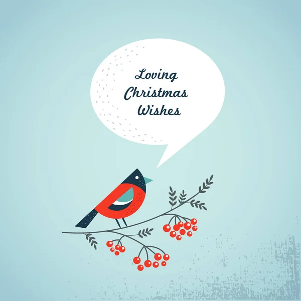 Robin con una burbuja de discurso - Feliz Navidad tarjeta de felicitación plantilla — Archivo Imágenes Vectoriales