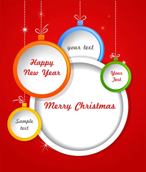 Καλά Χριστούγεννα πρότυπο ευχετήρια κάρτα με μπάλες Χριστούγεννα — Διανυσματικό Αρχείο