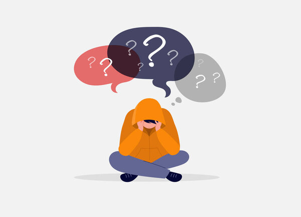 Молодой человек, подросток, страдающий психологическими заболеваниями, тревогой. Мальчик сидит грустный у окна или стены