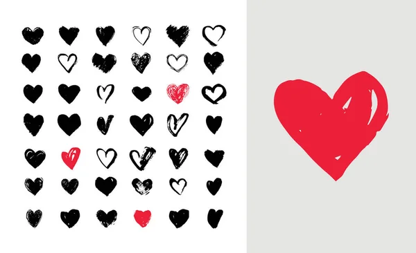 Heart Icons Set, hand drawn icons and illustrations for valentines and wedding — Stock Vector