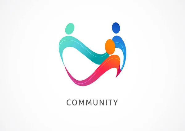 Resumen Símbolo de personas, unidad y diseño de concepto comunitario, centro creativo, icono de conexión social, plantilla y conjunto de logotipos — Vector de stock