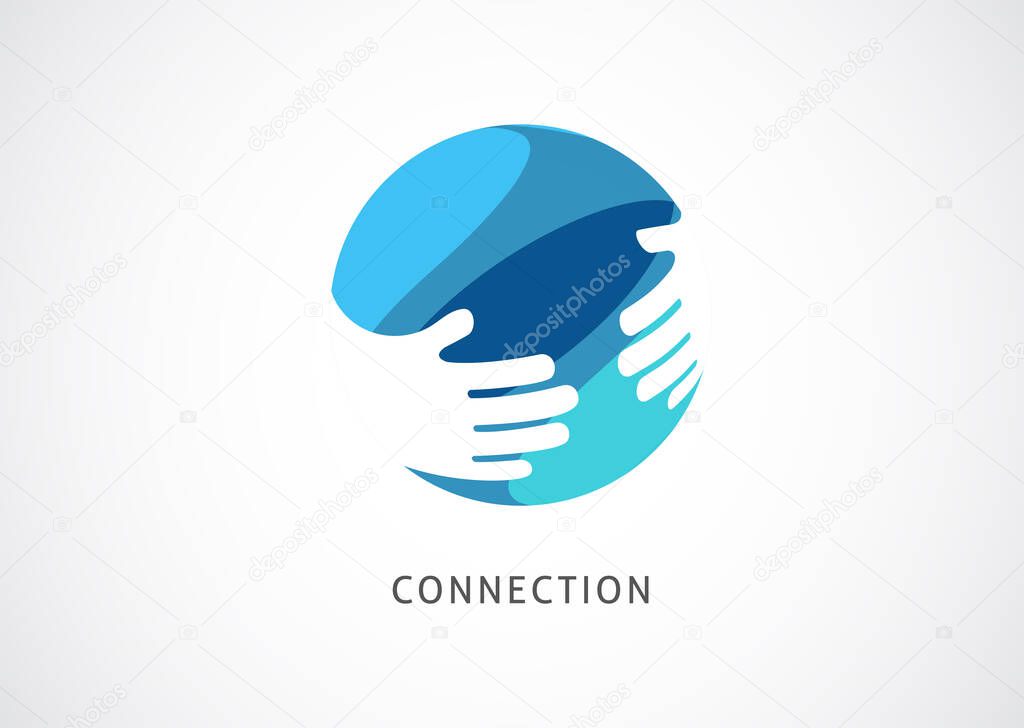 Cooperation Abstract Vector Sign, symbol and logo template. Handshake, network concept design. Vector illustration