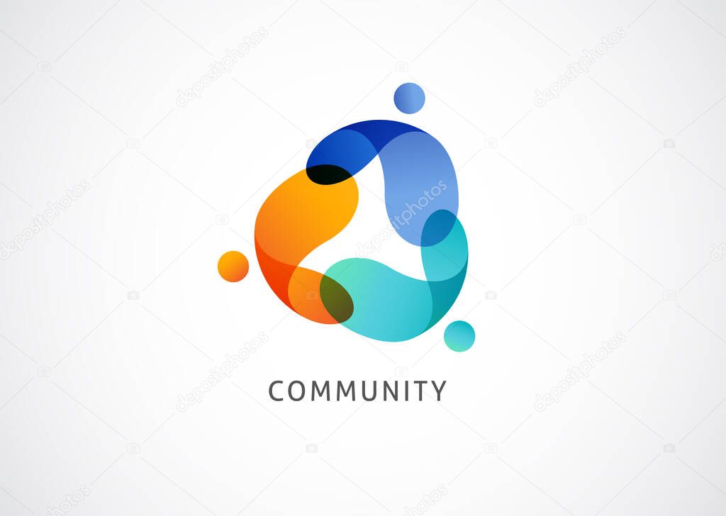 Abstract People symbol, togetherness and community concept design, creative hub, social connection icon, template and logo set. Vector illustration
