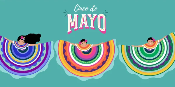 Cinco de Mayo - 5 mai, fête fédérale au Mexique. Bannière et poster Fiesta avec drapeaux, fleurs, décorations — Image vectorielle