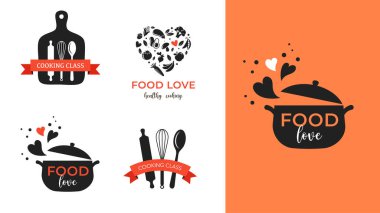 Fırın, pastane, yemek ve yemek logosu ve marka. Sağlıklı, vejetaryen ve vejetaryen gıda tasarımı