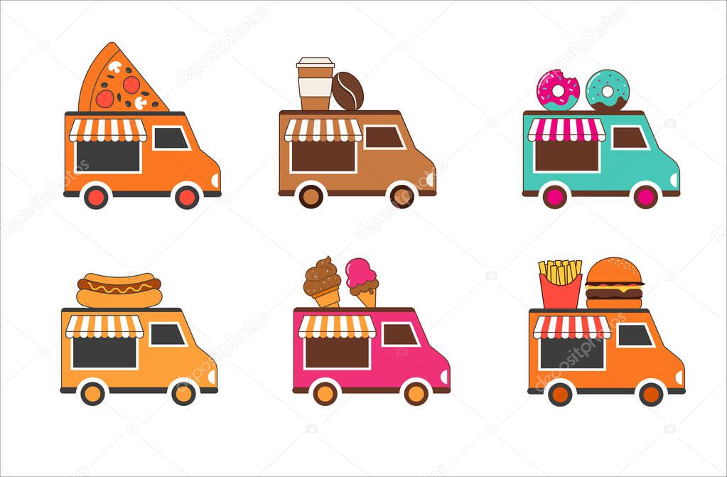 Food truck fair, Night market, Summer fest, food and music street fair, family festival poster and banner colorful design