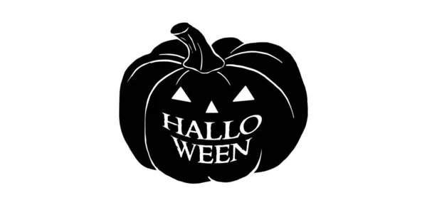 Halloween, svart och vitt isolerad illustration med typografi — Stock vektor