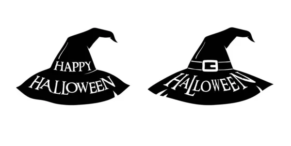 Halloween, illustration isolée en noir et blanc avec typographie — Image vectorielle