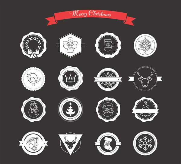 Conjunto de etiquetas, diseños, pegatinas y elementos para Navidad — Vector de stock
