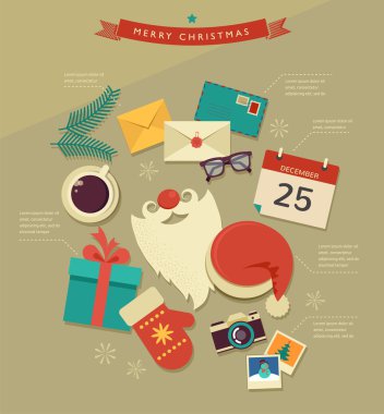 Düz masaüstü simgeleri tasarım, Noel Infographic