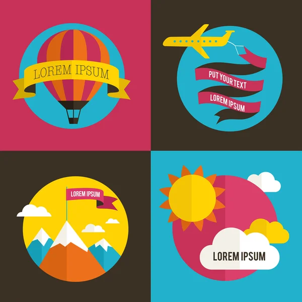 Fondos de globos aéreos, sol y aviones — Vector de stock