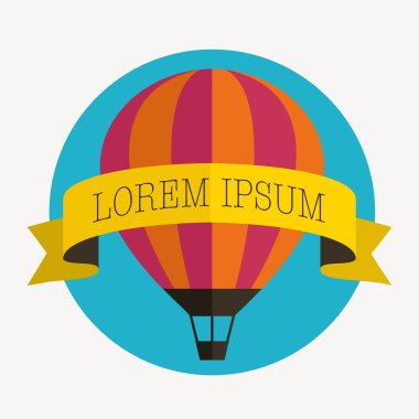 Hava balonu, güneş ve afiş arka plan