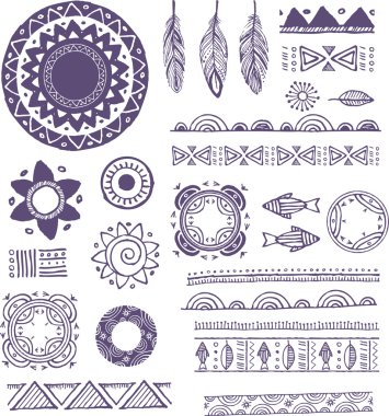 Tribal, Bohemian Mandala background with round ornaments, patterns and elements clipart