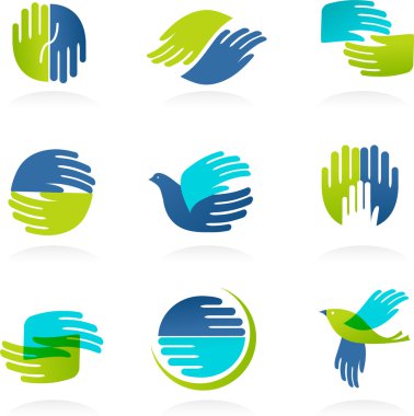 Collection of Hands icons and symbols clipart