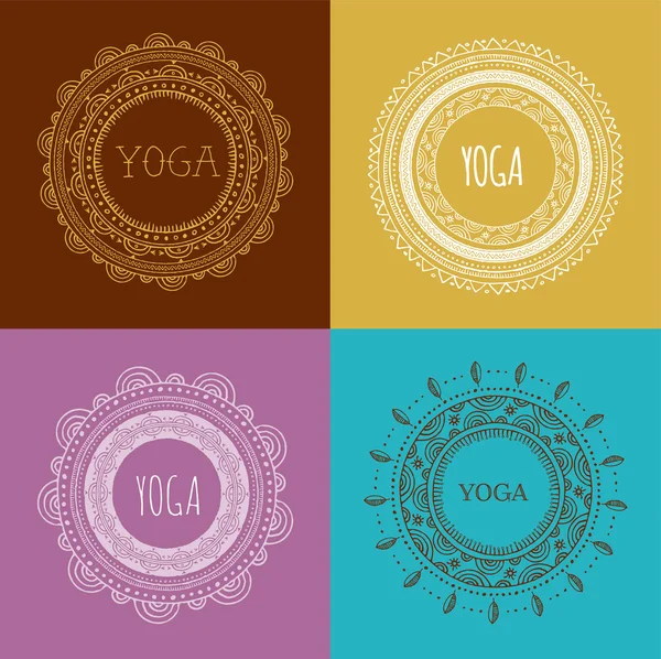 Bohemian Mandala and Yoga background with round ornament pattern — 图库矢量图片