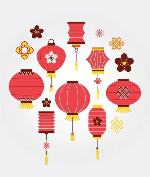 Čínský Nový rok pozadí s lucernami — Stockový vektor