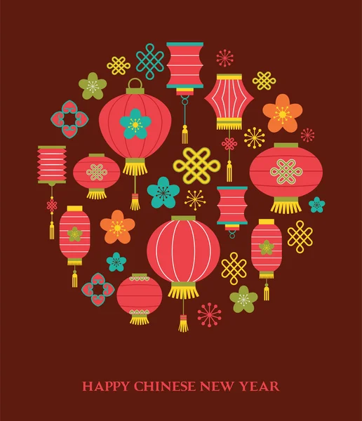 Nouvel An chinois fond avec des lanternes — Image vectorielle