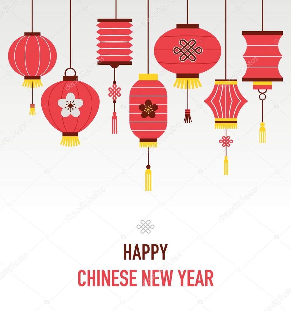 Chinese New Year background with lanterns