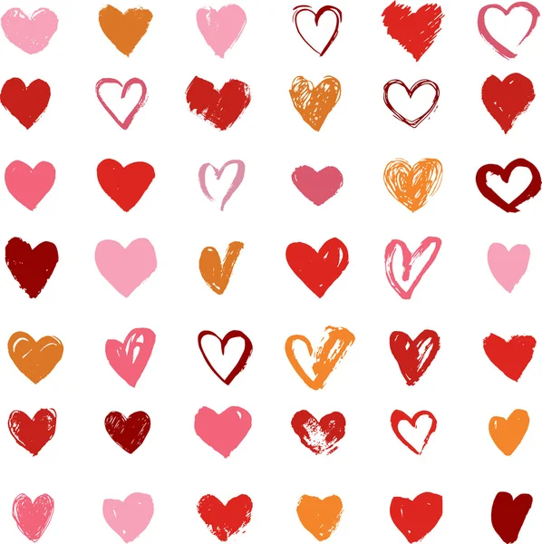 Icons Set heart, Sevgililer günü için el çizilmiş simgeler ve resimler — Stok Vektör