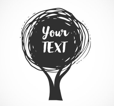 vektör ağacı çizim, metin için bir yer ile arka plan