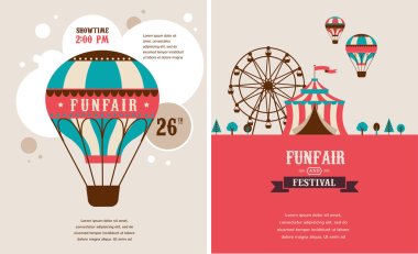 karnaval, eğlence Fuarı, sirk vektör arka plan ile VINTAGE poster
