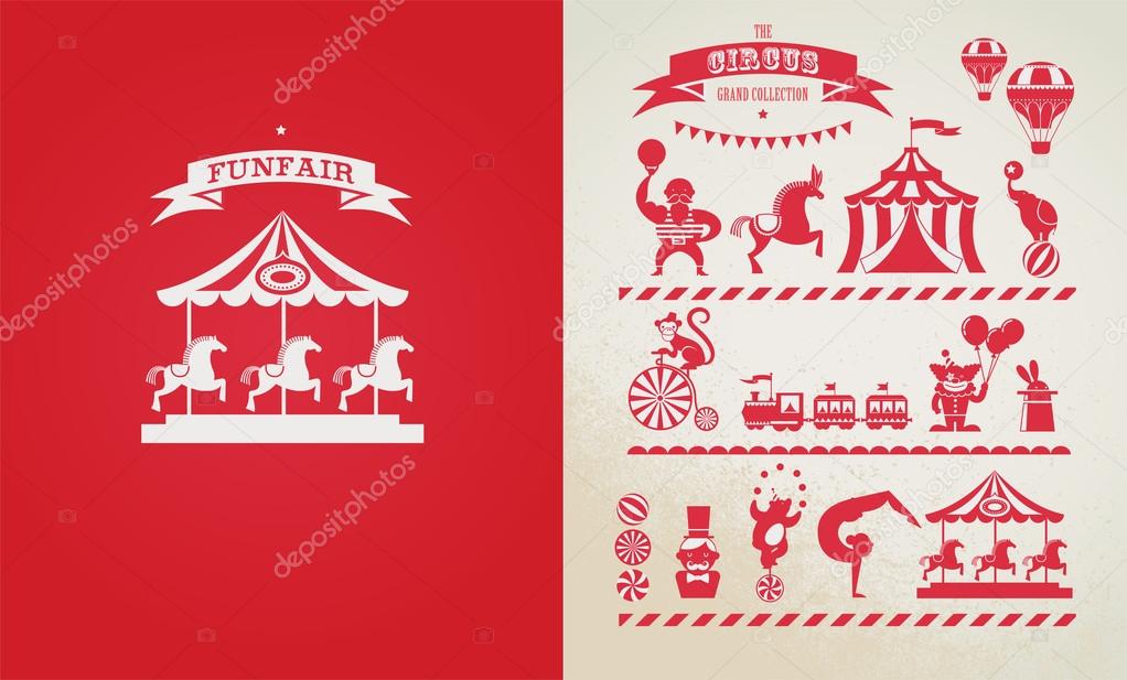 vintage poster with carnival, fun fair, circus vector background