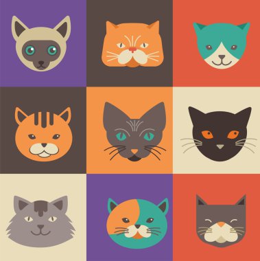 Kedi vektör simgeler ve resimler koleksiyonu