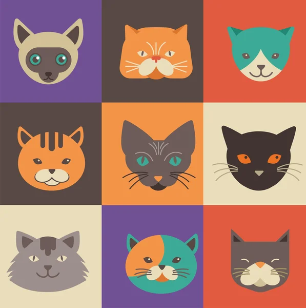 Colección de iconos e ilustraciones vectoriales para gatos — Vector de stock