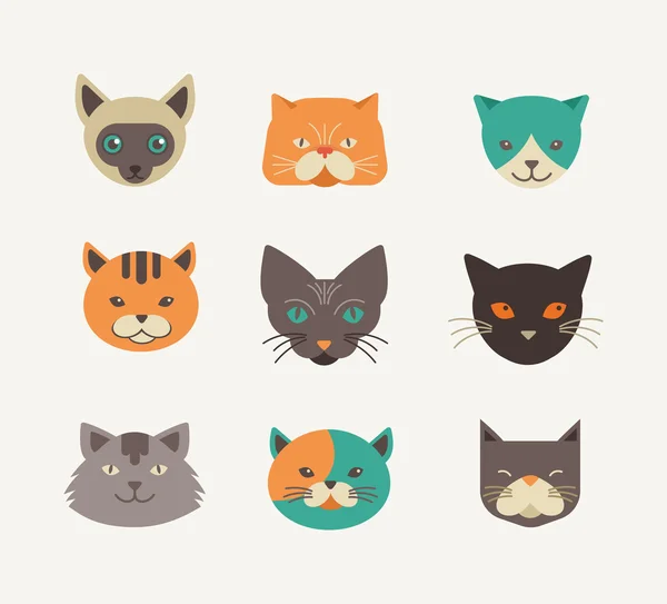 Coleção de ícones e ilustrações vetoriais para gatos —  Vetores de Stock