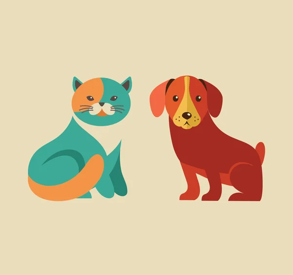 Kedi ve köpek vektör simgeler ve resimler koleksiyonu — Stok Vektör