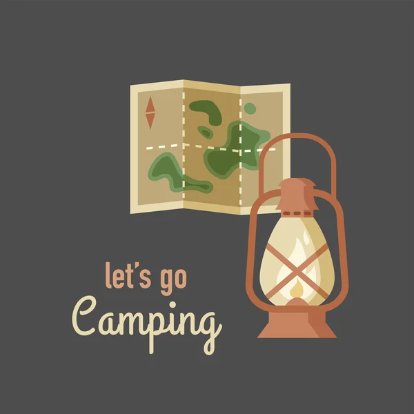 Cartel hipster vintage para senderismo y camping — Vector de stock