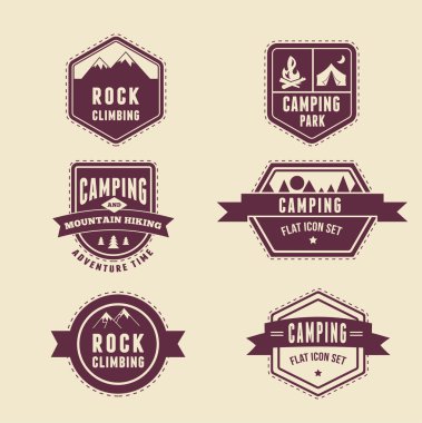 Hiking, kamp rozetleri - simgeleri ve öğelerin konumunu ayarla