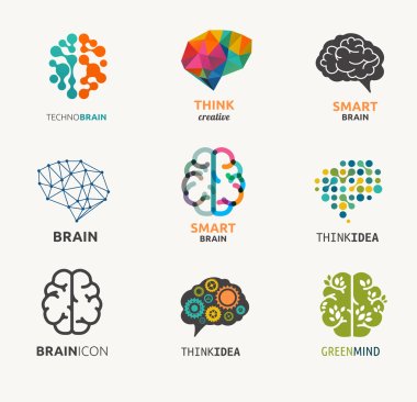 Collection of brain, creation, idea icons and elements
