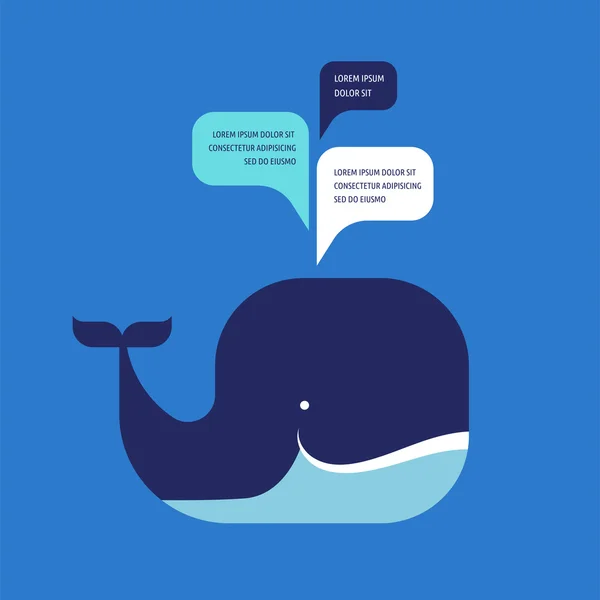 Icono de ballena con burbujas de habla — Vector de stock