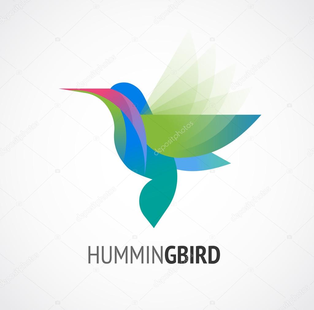Tropical bird - humming vector icon
