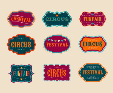Vintage sirk etiketleri kümesi
