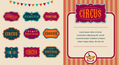 Vintage sirk etiketleri kümesi