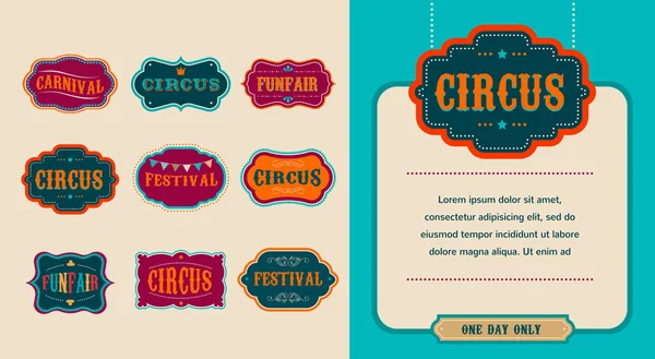 Conjunto de etiquetas de circo vintage — Vetor de Stock