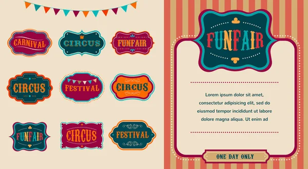 Vintage Circus labels set — Stock Vector